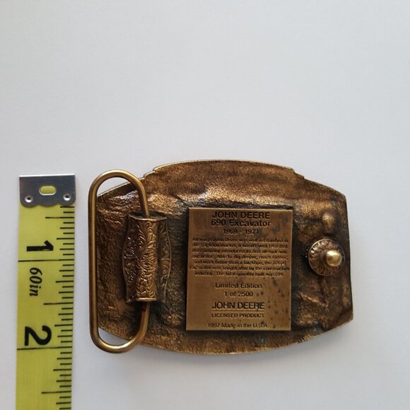 John Deere Model 690 Excavator 1997 Brass Belt Buckle Limited Edition - Picture 7 of 7